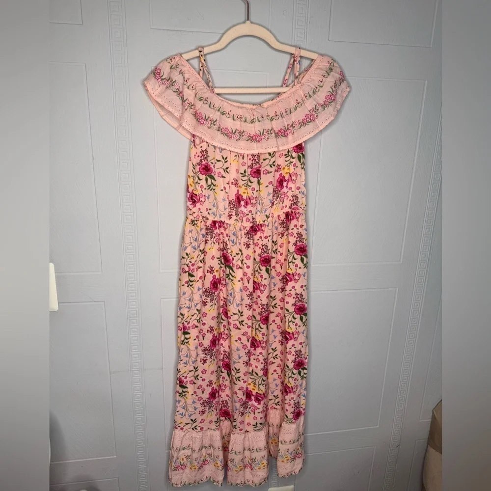 LC Waikiki Girls Pink Floral Off The Shoulder Maxi Dress Youth 12-13 152-156 cm